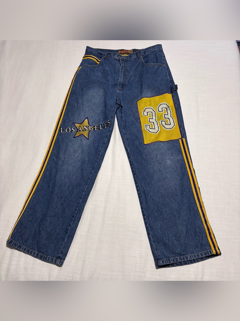 34th Street Jeans Co. Los Angeles Lakers Themed Baggy Denim Jeans | Size 36x30